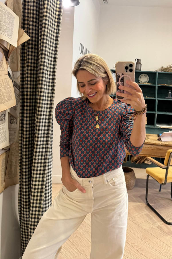 Camiseta Luisa Azul Flor Indi