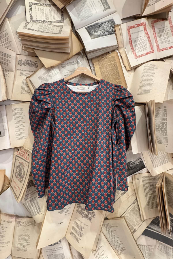 Camiseta Luisa Azul Flor Indi