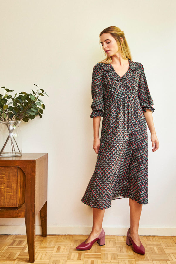 Vestido Goya Negro Floral
