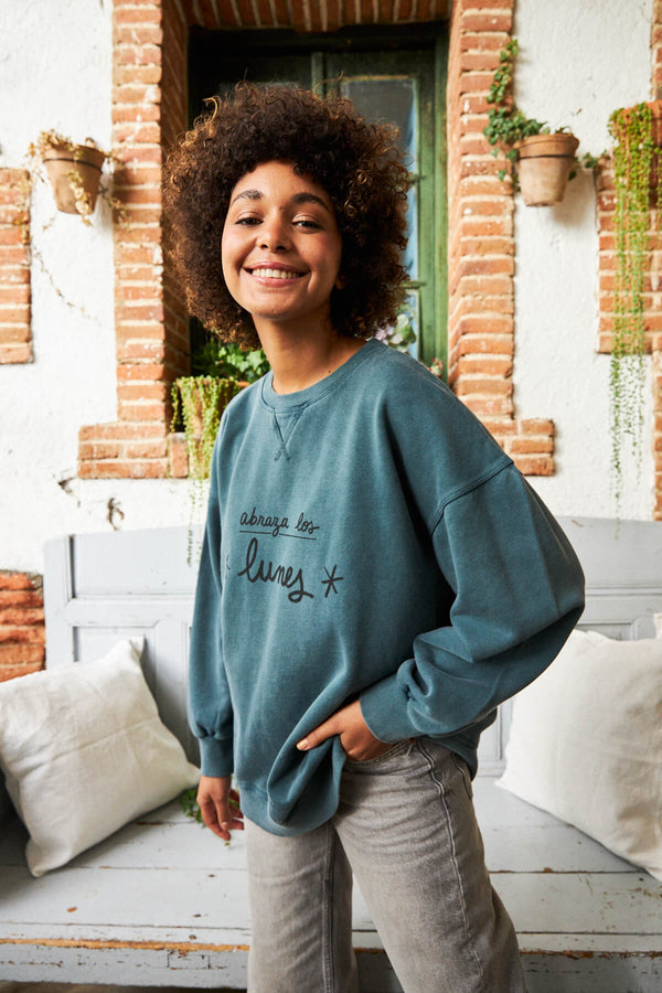 Sudadera Lunes Azul Petróleo