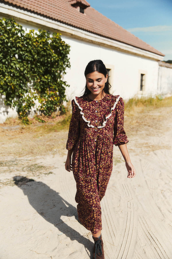 Vestido Grazia Atardecer Granate