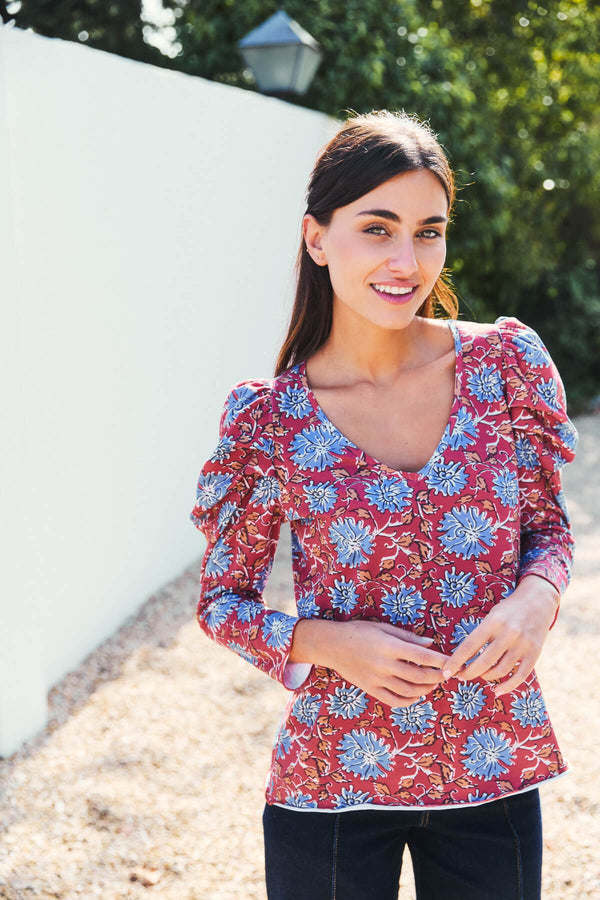 Camiseta Luisa Pico Granate Petunia Azul