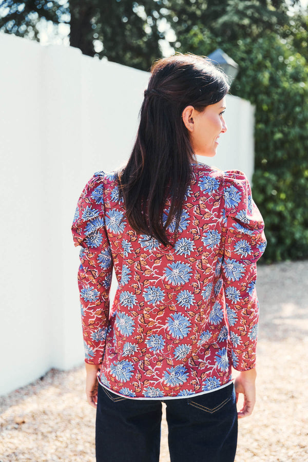 Camiseta Luisa Pico Granate Petunia Azul