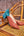Zapato Julie Camel y Azul Petróleo
