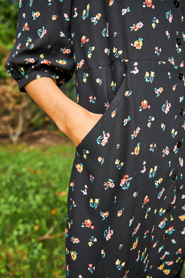 Vestido Viena Flores Negro