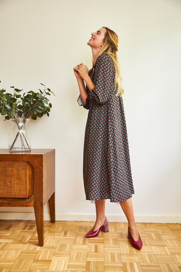 Vestido Goya Negro Floral