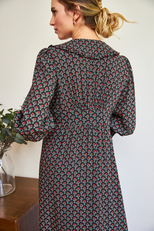 Vestido Goya Negro Floral