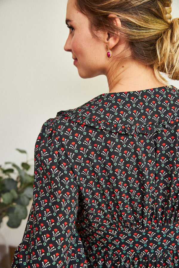 Vestido Goya Negro Floral