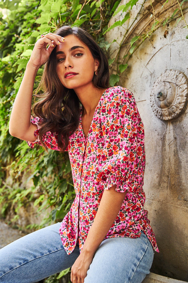 Blusa Galilea Flores Buganvilla