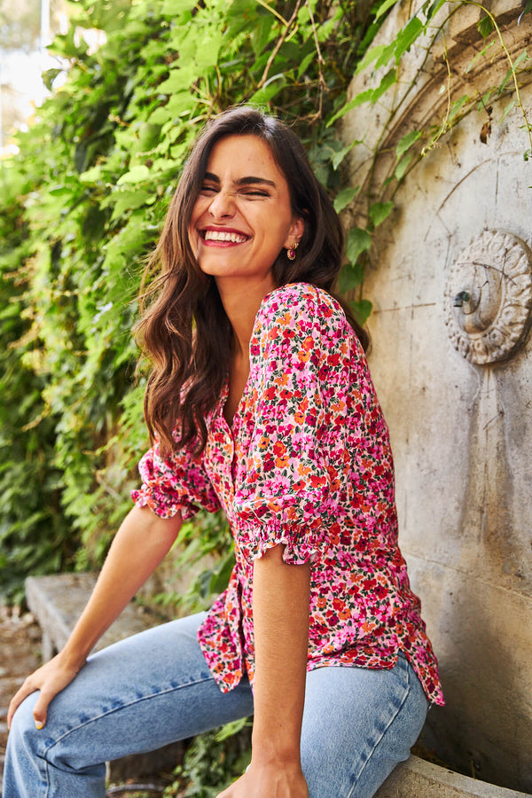 Blusa Galilea Flores Buganvilla