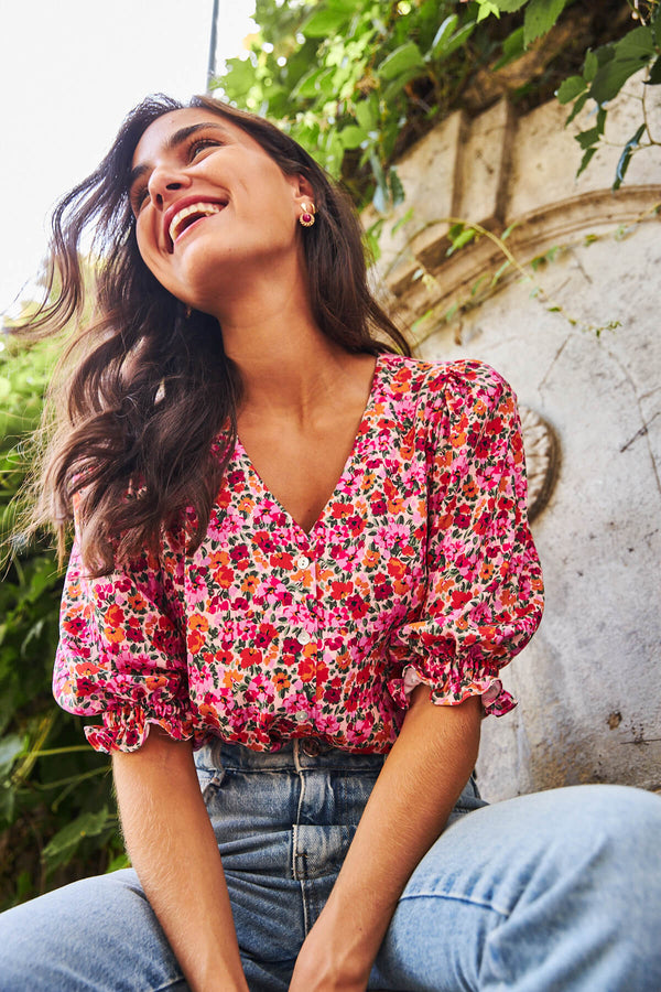 Blusa Galilea Flores Buganvilla