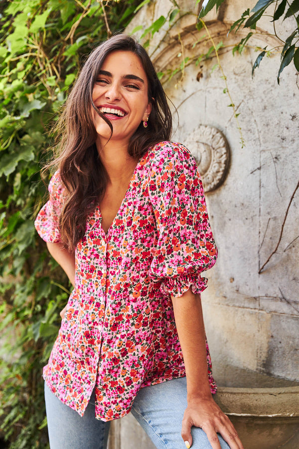 Blusa Galilea Flores Buganvilla