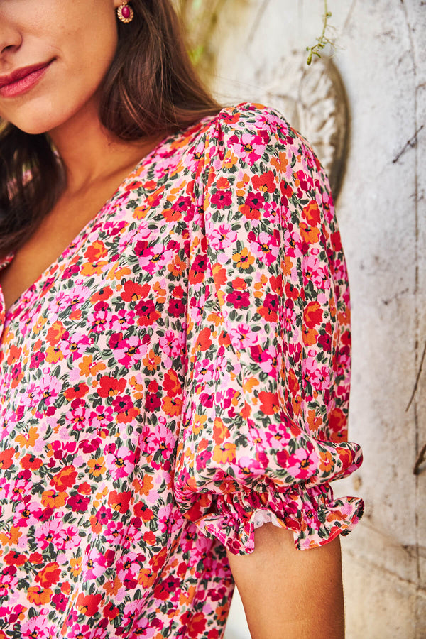 Blusa Galilea Flores Buganvilla