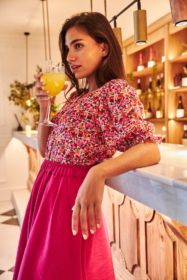 Blusa Galilea Flores Buganvilla
