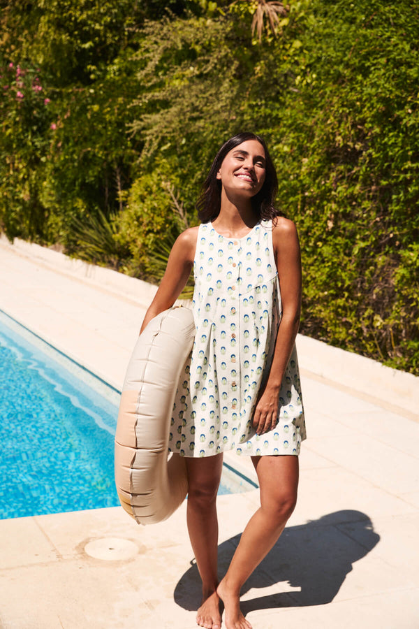Vestido Gina Blanco Flores