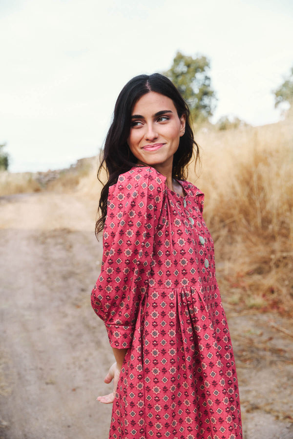 Vestido Bohemia Hortensia Granate