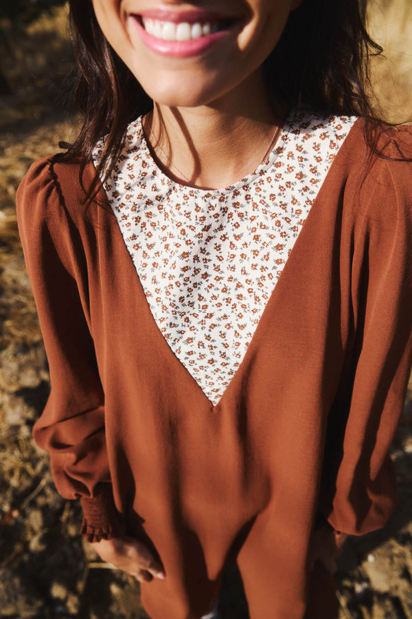 Vestido Florinda Chocolate y Flores
