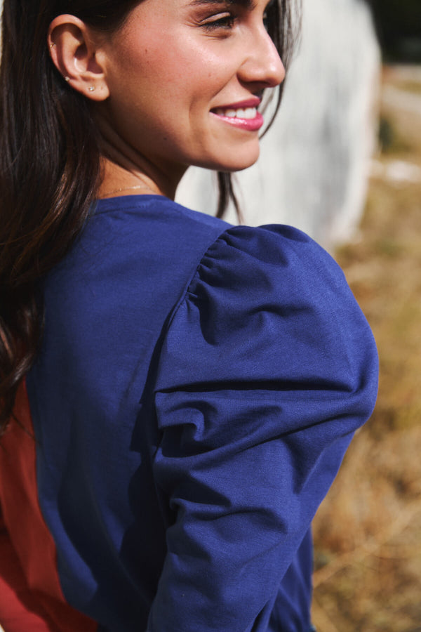 Camiseta Luisa Deep cobalt y Picante