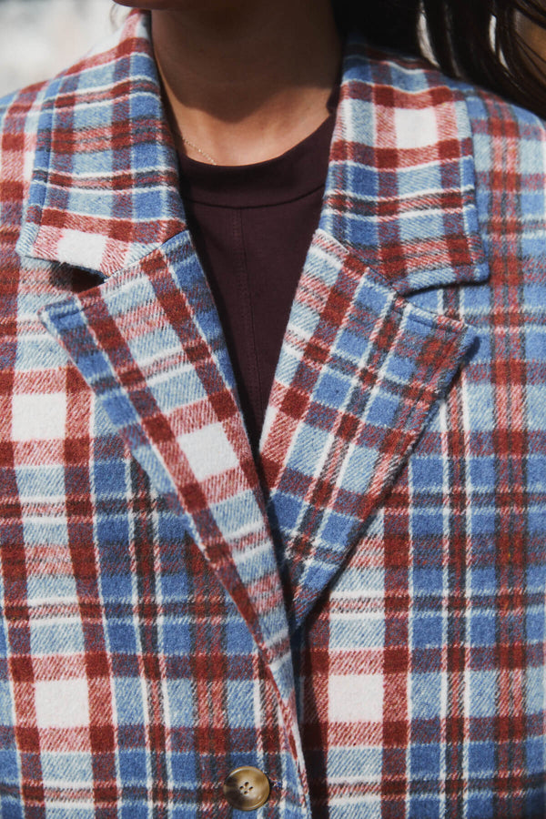 Abrigo Donna Cuadro Bronce y Azul Cielo