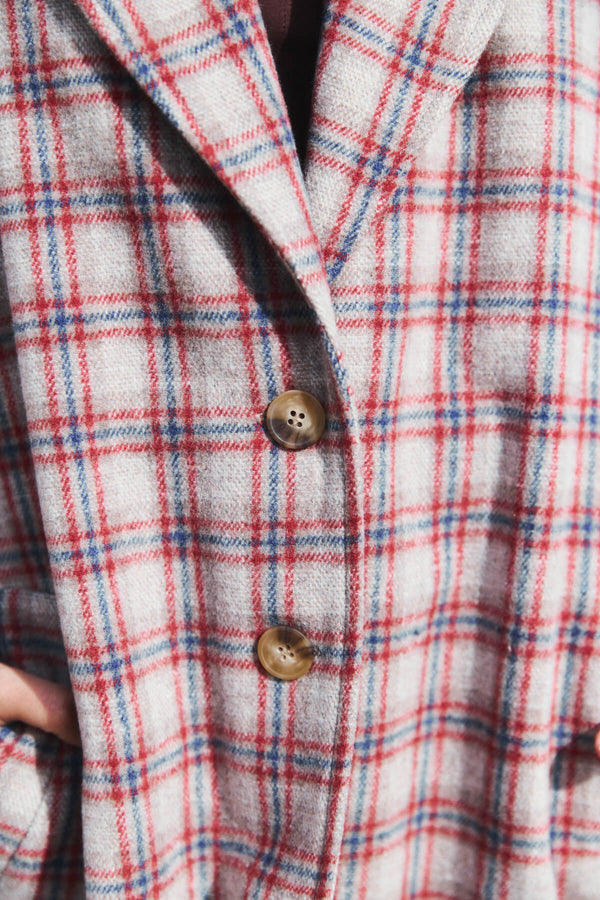 Abrigo Donna Cuadro Rojo y Azul Marino