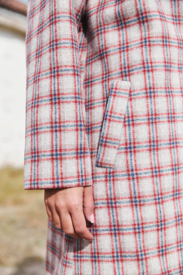 Abrigo Donna Cuadro Rojo y Azul Marino