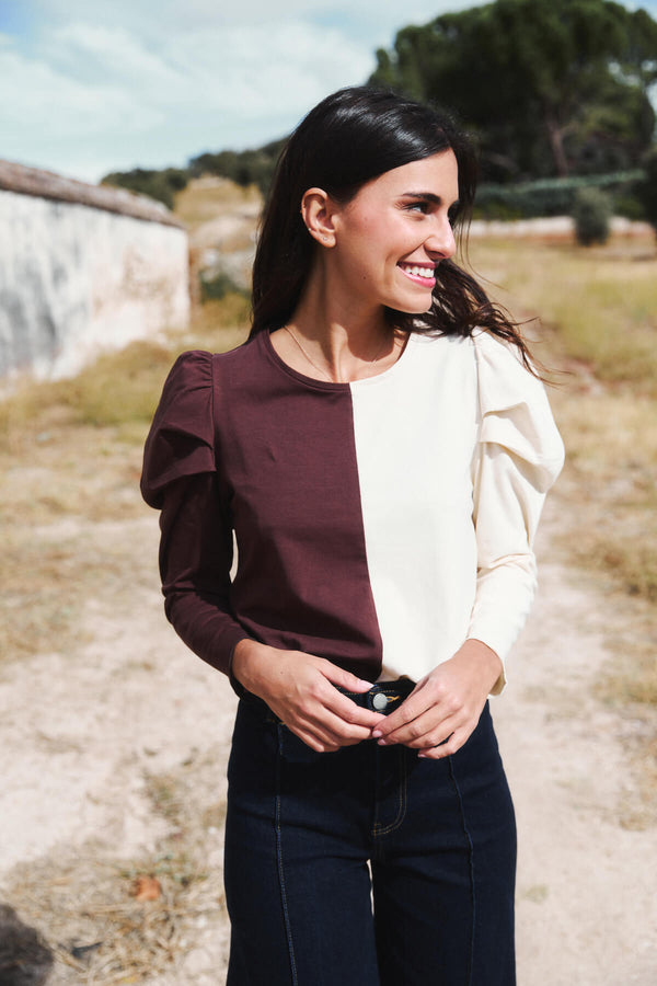 Camiseta Luisa Chicory Coffee y Terracota