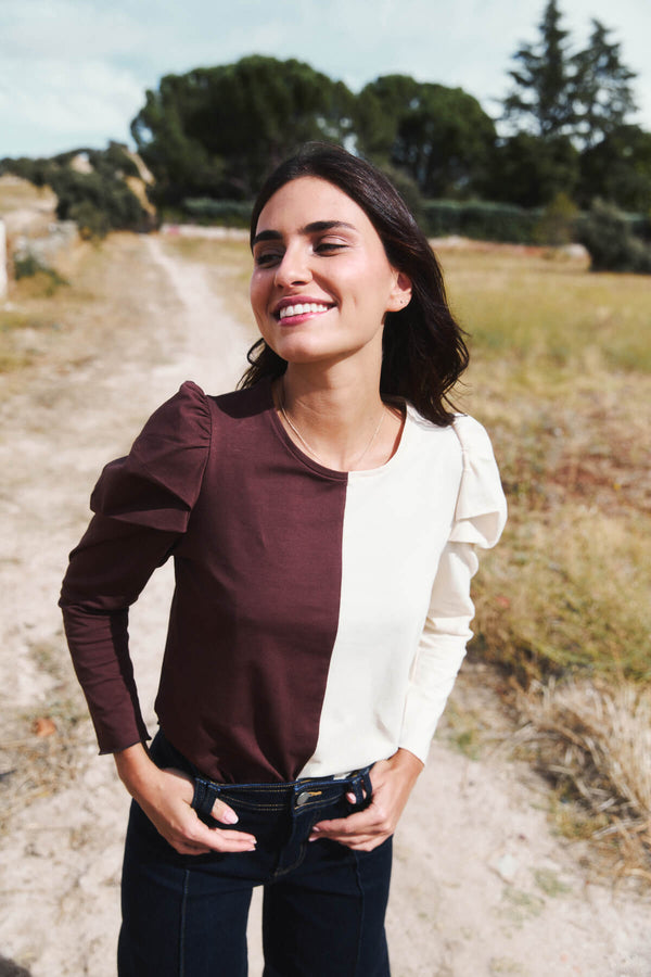 Camiseta Luisa Chicory Coffee y Terracota