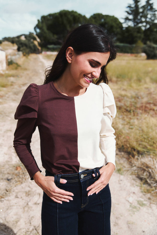 Camiseta Luisa Chicory Coffee y Terracota