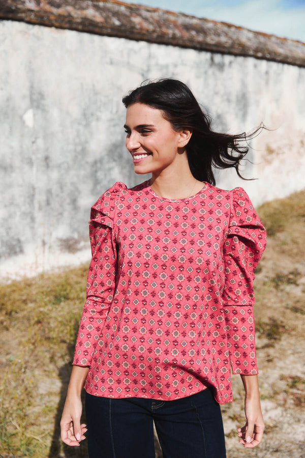 Camiseta Luisa Hortensia Granate