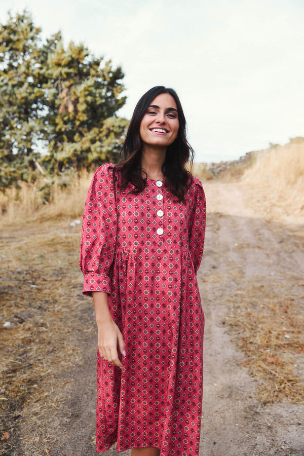 Vestido Bohemia Hortensia Granate