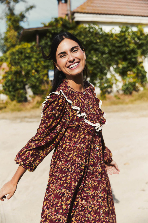 Vestido Grazia Atardecer Granate