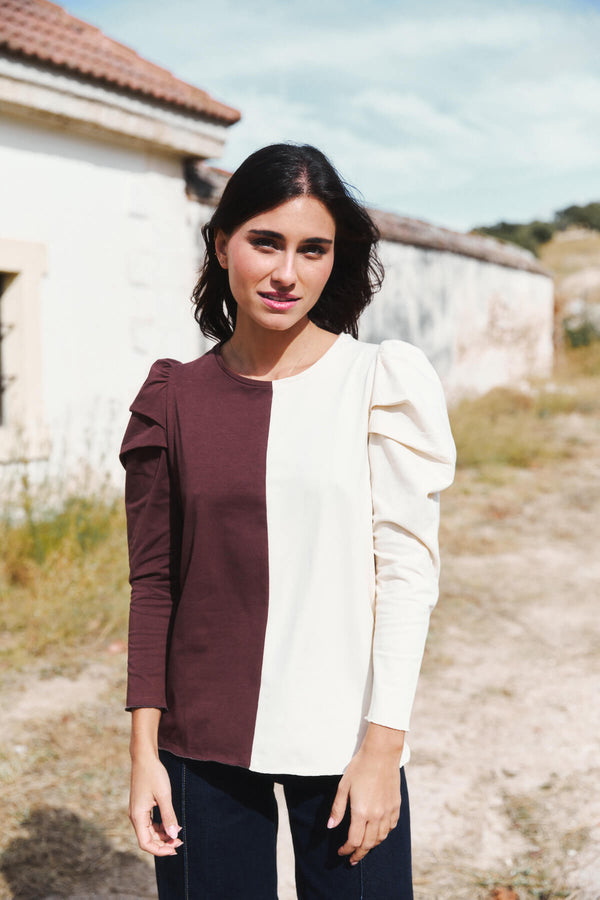 Camiseta Luisa Chicory Coffee y Terracota