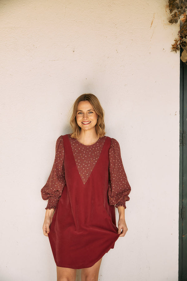 Vestido Florinda Flores Cereza