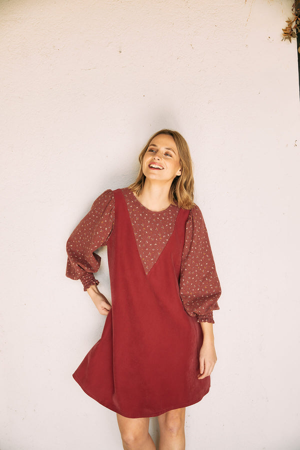 Vestido Florinda Flores Cereza